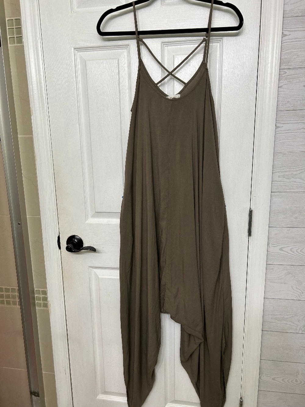 WishList Olive Green Harem L Women's Jumpsuit Romper Hobo Grunge Y2K